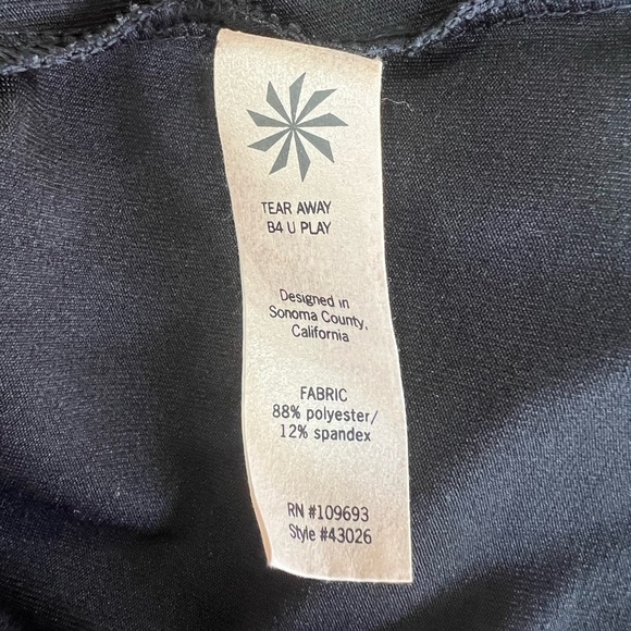 Athleta Nectar Faux Wrap Black Dress w/ Cap Sleeves, Ruching, Surplice Neck, S - Picture 7 of 8